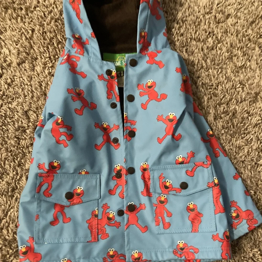 Kids' Blue Elmo Raincoat - Hooded Waterproof Jacket
